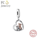 925 Silver Deer Elk On Moon Charm Bead for Bracelet DIY