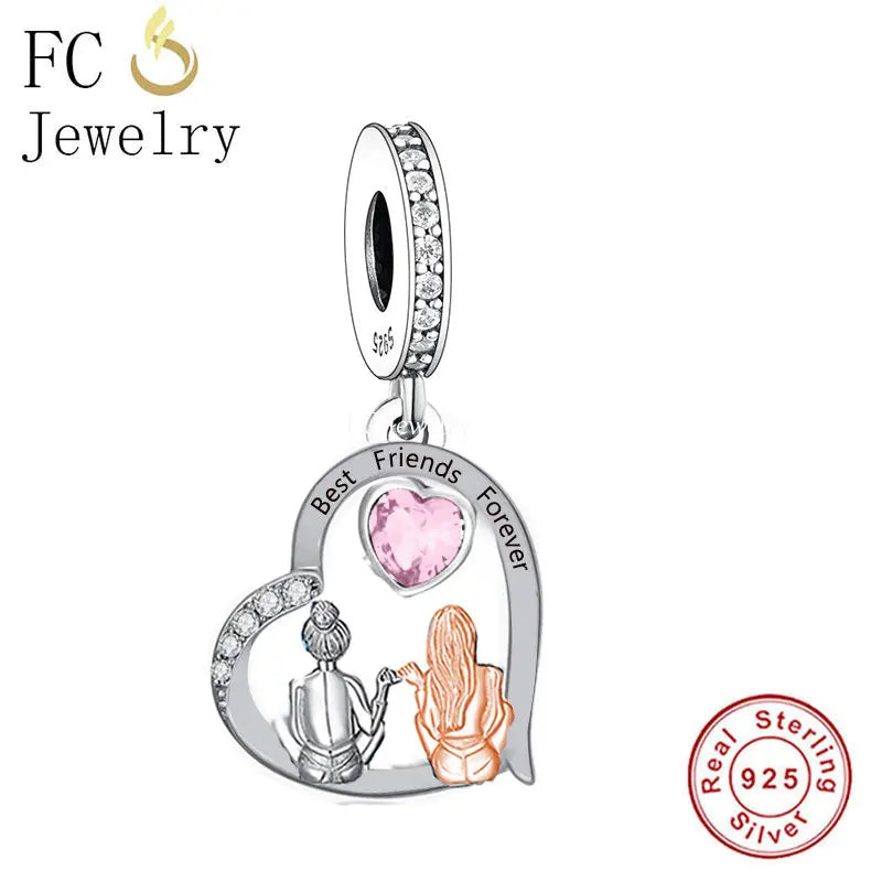 925 Silver Two Girl Promise Forever Bead for Charm Bracelet