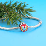 925 Sterling Silver Yellow Enamel Face Man Bead For Halloween