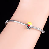 925 Silver Yellow Enamel Hair Lighting Face Bead for Halloween Charm Bracelet