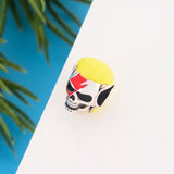 925 Silver Yellow Enamel Hair Lighting Face Bead for Halloween Charm Bracelet