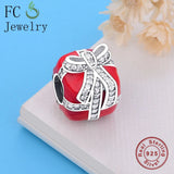 925 Sterling Silver Red Enamel Charm Bead for Bracelet