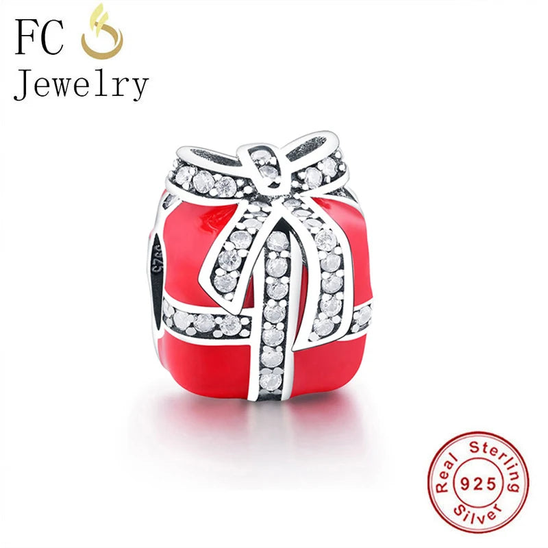 925 Sterling Silver Red Enamel Charm Bead for Bracelet