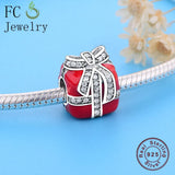 925 Sterling Silver Red Enamel Charm Bead for Bracelet