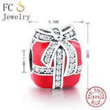 925 Sterling Silver Red Enamel Charm Bead for Bracelet