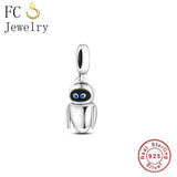 925 Sterling Silver Robot Pendant Bead for Charm Bracelet