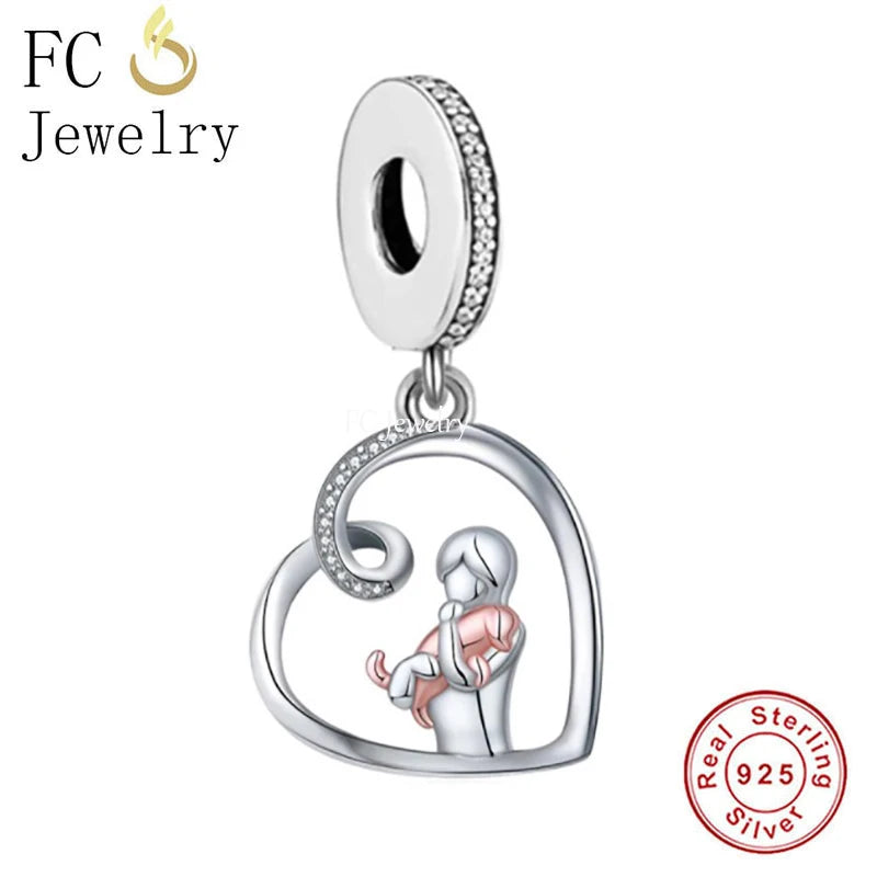 925 Silver Girl And Horse Head To Head Love Bead for Charm Bracelet