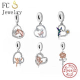 925 Silver Girl And Horse Head To Head Love Bead for Charm Bracelet