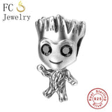 925 Sterling Silver Big Eye Tree Boy Bead for Charm Bracelet
