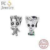 925 Sterling Silver Big Eye Tree Boy Bead for Charm Bracelet