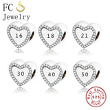 925 Silver Number Bead for Charm Bracelet Women