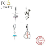 925 Sterling Silver Girl with Beach Ball Charm Bead for Bracelet