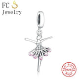 925 Sterling Silver Girl with Beach Ball Charm Bead for Bracelet