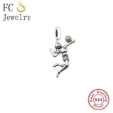 925 Sterling Silver Girl with Beach Ball Charm Bead for Bracelet