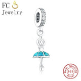 925 Sterling Silver Girl with Beach Ball Charm Bead for Bracelet