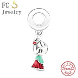 925 Silver Korea Girl With Hanbok Dress Bead Charm Bracelet