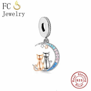 925 Silver Cat Bead for Charm Bracelet Necklace