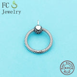 925 Sterling Silver O Pendant Bead Jewelry Fit Charm Bracelet Necklace