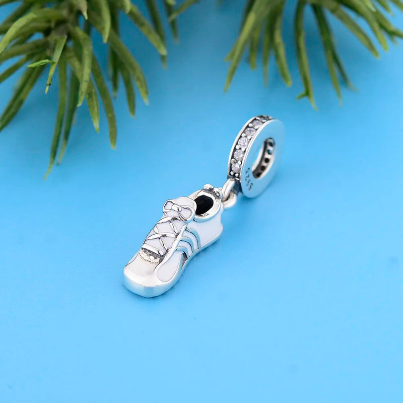 Real 925 Silver Running Shoe Sneaker Bead for Jewelry Making