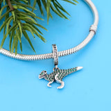 925 Sterling Silver Green Dinosaur Bead for Charm Bracelet Necklace