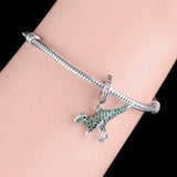 925 Sterling Silver Green Dinosaur Bead for Charm Bracelet Necklace