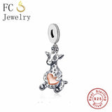 925 Silver Baby Giraffe Hug Charm Bead for Bracelet