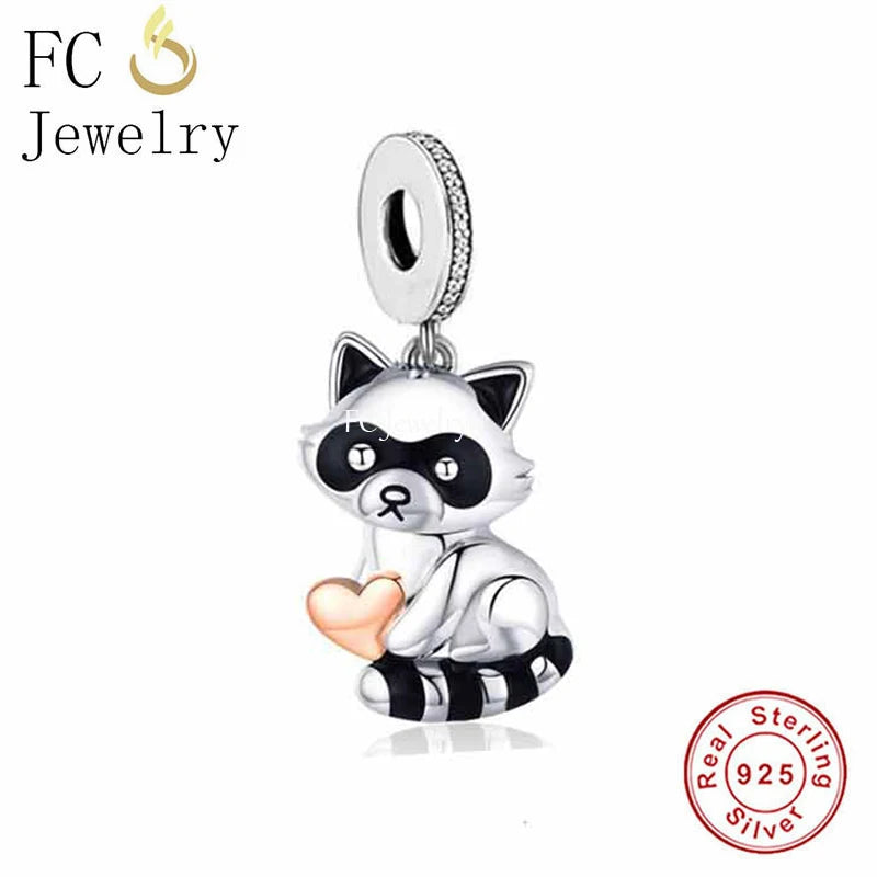 925 Silver Cat Hug Heart Love Bead for Charm Bracelet