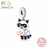 925 Silver Cat Hug Heart Love Bead for Charm Bracelet