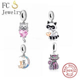 925 Silver Cat Hug Heart Love Bead for Charm Bracelet