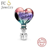925 Silver Hot Air Balloon Birthday Charm for Bracelet