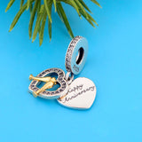 Real 925 Silver Happy Anniversary Double Cup Cheers Beads