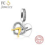 Real 925 Silver Happy Anniversary Double Cup Cheers Beads