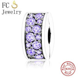925 Silver Zirconia Clips Stopper Bead for Charm Bracelet