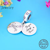 925 Silver Pink Zirconia Charm Bracelet Bead for Women