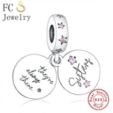 925 Silver Pink Zirconia Charm Bracelet Bead for Women
