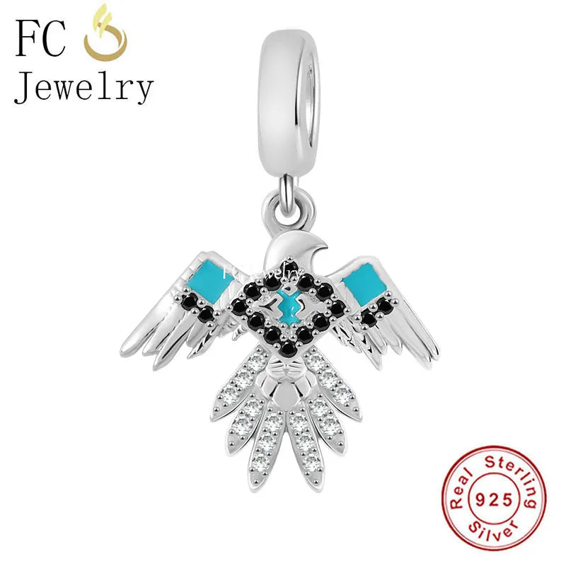 925 Sterling Silver Zircon Eagle Bead Charm for Bracelet