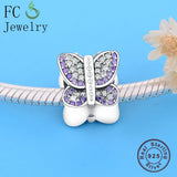 925 Silver Butterfly Zirconia Beads for Charm Bracelet