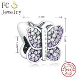 925 Silver Butterfly Zirconia Beads for Charm Bracelet