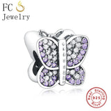 925 Silver Butterfly Zirconia Beads for Charm Bracelet