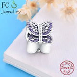 925 Silver Butterfly Zirconia Beads for Charm Bracelet