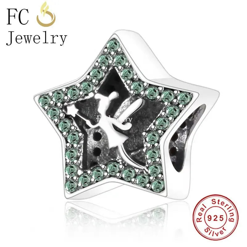 925 Sterling Silver Star Flower Fairy Zircon Bead for Women