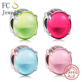 925 Silver Multicolor Glass Bead Charm Bracelet