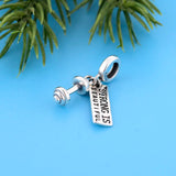 925 Silver Dumbbell Charms Bracelet Gym Baby Berloque