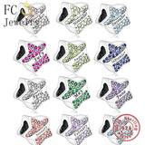 925 Silver Star Charm Zircon Stone Bead June October Birthday Gift