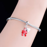 925 Silver Love Heart Charm Bracelet Bead for Women
