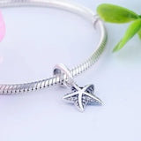 925 Silver Starfish Charm Bracelet Bead Zirconia Dangle Berloque