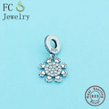 925 Silver Bear Paw Flower Zirconia Beads Bracelet Charms