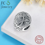 925 Silver Double Heart Leaf Bead Bracelet Charm