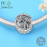 925 Silver Double Heart Leaf Bead Bracelet Charm