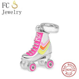925 Sterling Silver Enamel Skates Shoe Beads for Bracelet